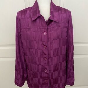 EUC TanJay Plum Purple Lightweight Jacket Blazer Size 12 Rayon Blend